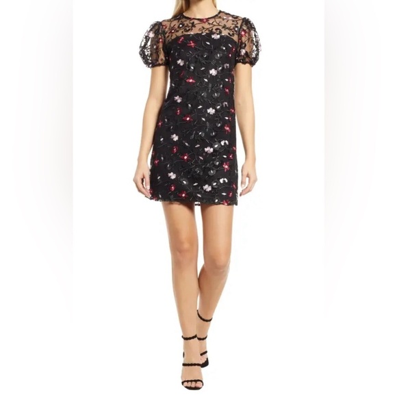Sam Edelman Embroidered Puff Sleeve Dress size 8 - Picture 1 of 6